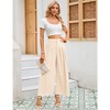Women's Wide Leg Dress Pants High Elastic Waisted in The Back Business Work Trousers Long Straight Suit Pants - Beige, 2XL - 4 of 4