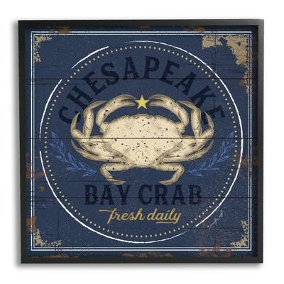 Stupell Industries Vintage Chesapeake Bay Crab Sign Nautical Marine Life