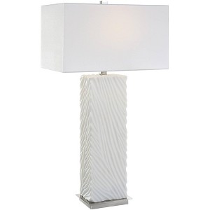 Uttermost Modern Table Lamp 27 3/4" Tall White Marble Linen Rectangular Hardback Shade for Bedroom Living Room Nightstand Bedside - 1 of 1