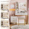 Vanity Desk with Mirror and Lights, Makeup Vanity Desk with Sliding Lighted Mirror, Dressing Table Set with 4 Drawers, Cushioned Stool - 4 of 4