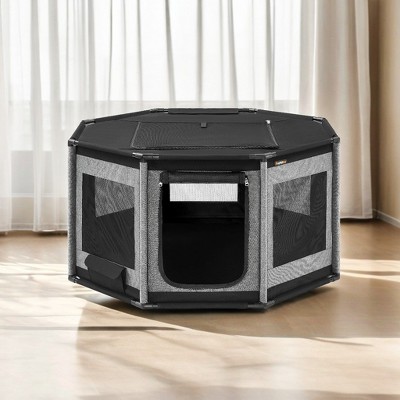 Large Dog Playpen 44.1 x 44.1 x 24.4 Inches - Octagon Dog Crate with PVC Frame, Oxford Fabric Fence, Breathable Mesh, Double Openings
