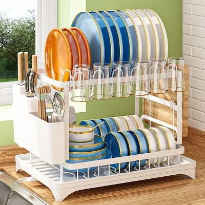 Racxily Dish Drying Rack for Kitchen Counter - Large Dish Rack with Drainboard