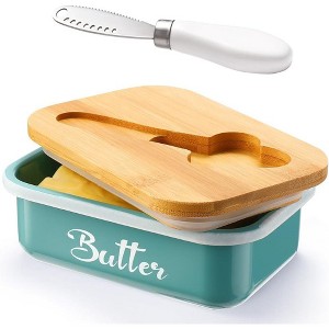 Metal Butter Dish with Lid and Stainless Steel Butter Knife, Double Silicone Seal for Freshness, Durable, Easy to Clean - 1 of 4