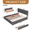 Queen Size Platform Bed with 4 Drawers and Twin Trundle, Upholstered Linen Fabric Platform Bed Frame with Classic Headboard- Leovsnove - 3 of 4