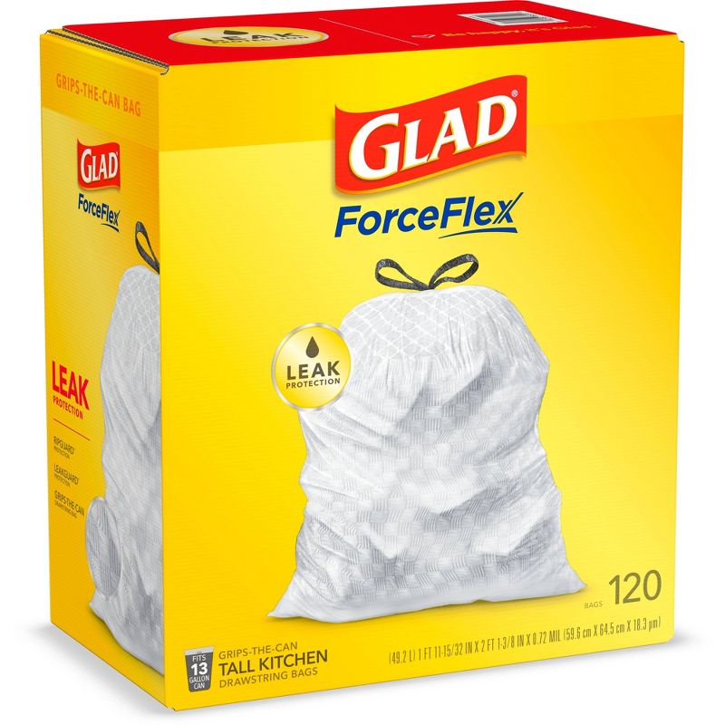 Glad ForceFlex Tall Kitchen Drawstring Trash Bags - Unscented - 13 Gallon, 4 of 10