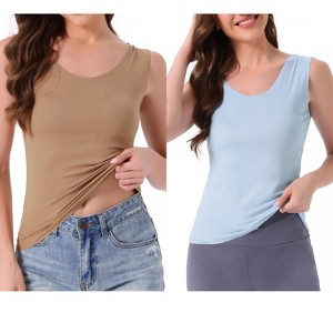 INSPIRE CHIC Women's 2 Pcs Wide Strap Modal Sleeveless V-Neck Basic Summer Pajama Tank Tops - 1 of 4