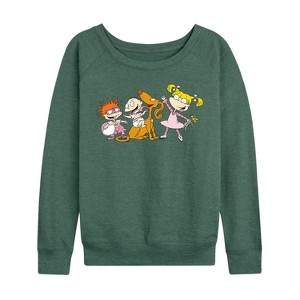 Women's - Rugrats - Chuckie, Tommy, And Angelica Lightweight French Terry Wide Neck Long Sleeve Shirt - 1 of 4