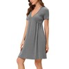 cheibear Women's Deep V Neck Short Sleeve Soft Stretchy Pajama Dress - 2 of 4