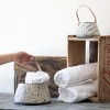 Set of 2 Rustic Whitewashed Pattern Galvanized Metal Decorative Storage Baskets With Faux Leather Handles - Foreside Home and Garden - 2 of 4
