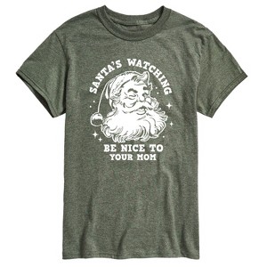 Men's - Instant Message - Santas Watching Be Nice To Mom Short Sleeve Graphic T-Shirt - 1 of 4