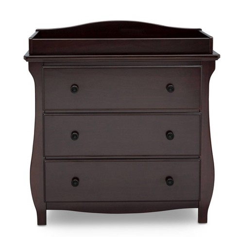 Delta Children Lancaster 3 Drawer Dresser With Changing Top And Interlocking Drawers Dark Chocolate Target