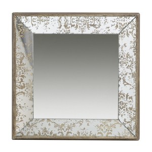 FONTOI Antique Silver Square Mirror with Floral Accents Decorative Display Tray for Wall, Versatile Home Decor Accent Piece, Silver, 24"*2"*24" - 1 of 4