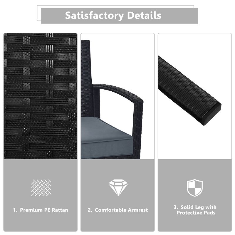 Tangkula 4 PCS Rattan Wicker Furniture Set Loveseat Sofa Cushioned Patio Outdoor Black, 4 of 9