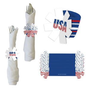 Big Dot of Happiness Stars & Stripes - Patriotic Party Paper Napkin Holder - Napkin Rings - Set of 24 - 1 of 4
