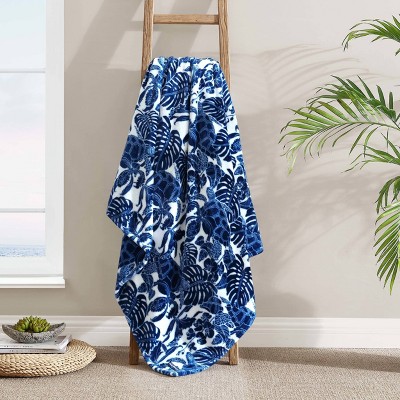 Turtle Bay Blue Ultra Soft Plush Reversible Throw Blanket 50" x 70"
