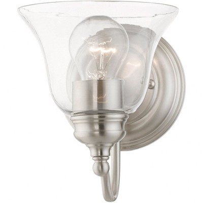 Brushed Nickel Clear Glass 1-Light Vanity Sconce