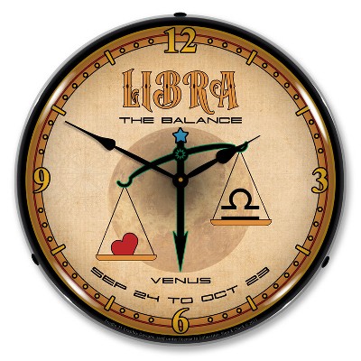 Collectable Sign & Clock | Libra LED Wall Clock Retro/Vintage, Lighted