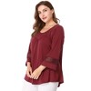Agnes Orinda Women's Plus Size Plain Cut-Out Gathered Patchwork Long Sleeve T-Shirt - 3 of 4