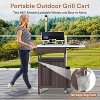 Zevemomo Outdoor Grill Cart with Drop Leaf,Stainless Steel Tabletop Outdoor Kitchen Island,with Drawer, Towel Rack,Lockable Wheels for Grilling,Brown - 2 of 4