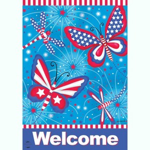 American Butterflies Patriotic House Flag 28" x 40" Briarwood Lane - 1 of 4