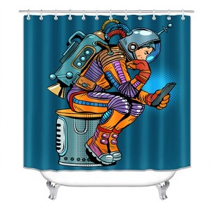 Diver Playing With Phone Shower Curtains for Bathroom Waterproof Fabric Bath Curtain Durable Soft Stylish Bathroom Decor 72x72 Inch - 1 of 1