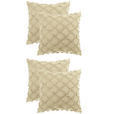 Unique Bargains Decorative Cozy Solid Color Cut Flower Checkered Throw Pillow Covers 4 Pcs