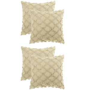 Unique Bargains Decorative Cozy Solid Color Cut Flower Checkered Throw Pillow Covers 4 Pcs - 1 of 4