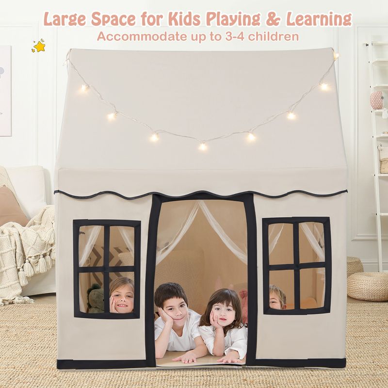 Costway Kids Play Castle Tent Large Playhouse Toys Gifts w/ Star Lights Washable Mat, 3 of 13