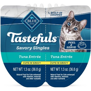 Blue Buffalo Tastefuls Savory Singles Adult Cuts In Gravy Wet Cat Food Tuna Entrée Perfectly Portioned Cups - 2.6oz - 1 of 4