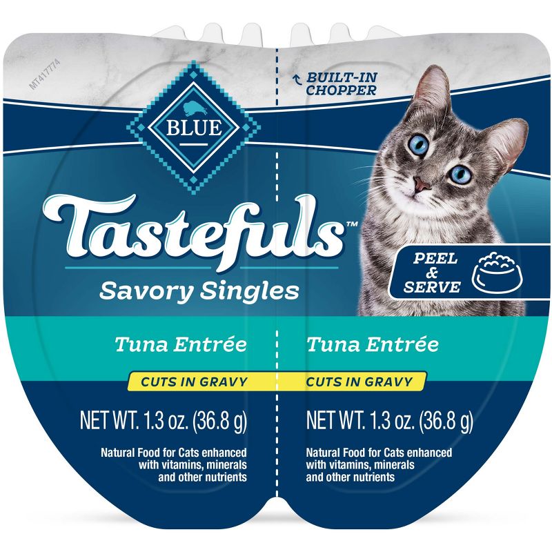 Blue Buffalo Tastefuls Savory Singles Adult Cuts In Gravy Wet Cat Food Tuna Entr&#233;e Perfectly Portioned Cups - 2.6oz, 1 of 5