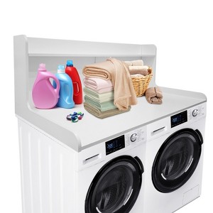 2-Tier Washer Dryer Countertop, Wood Laundry Countertop with Edge Rails, Waterproof Washer Dryer Cover with Anti-Slip Pads for Laundry Room Storage - 1 of 4