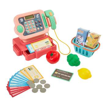 Toy Time Pretend Play Grocery Store Cash Register 30-Piece Playset - Pink