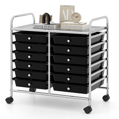 Tangkula 20-Drawers Rolling Storage Cart with Organizer Top