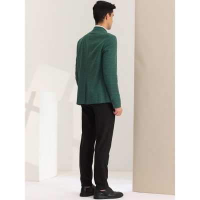 Lars Amadeus Men's Plaid Pattern Button Down Slim Fit Casual Blazer Dark Green Small — фото 4