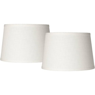 Set of 2 White Small Hardback Drum Lamp Shades 10" Top x 12" Bottom x 8" High (Spider) Replacement with Harp and Finial