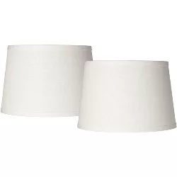 Set of 2 White Small Hardback Drum Lamp Shades 10" Top x 12" Bottom x 8" High (Spider) Replacement with Harp and Finial