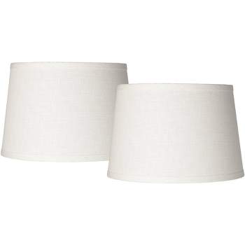 Springcrest Set of 2 White Small Hardback Drum Lamp Shades 10" Top x 12" Bottom x 8" High (Spider) Replacement with Harp and Finial