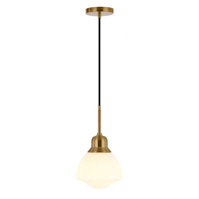 Contemporary Brass and Glass Globe Pendant Light
