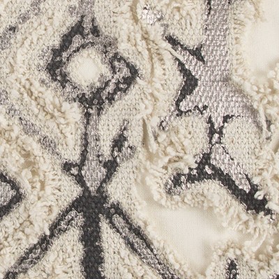 20"x20" Ivory and Silver Cotton Abstract Throw Pillow Cover