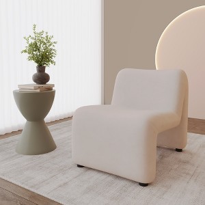 LeisureMod Klyx Collection Boucle Upholstered Accent Chair with Padded Seat and Back, Waterfall Design, No Assembly Required - 1 of 4