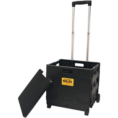 School Smart Folding Storage Cart on Wheels, Medium, 13-7/8 x 11 x 12 Inches, Black
