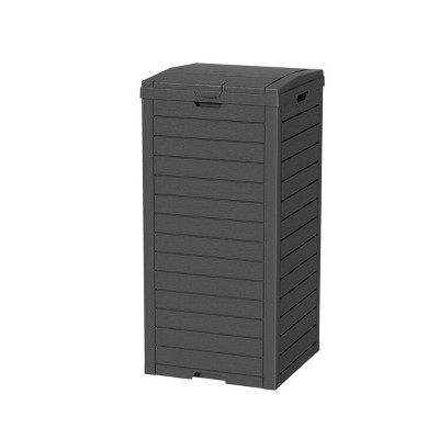 Syemin Outdoor Trash Cans 38 Gallon Outdoor Trash Can Waterproof Garbage Can with Lid Indoor Outdoor Use Trash Bin, Black, 16.1"*16.26"*33.86"