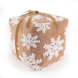 Christmas Magic 12.6" Gift Shaped Throw Pillow Gold - 1 of 1