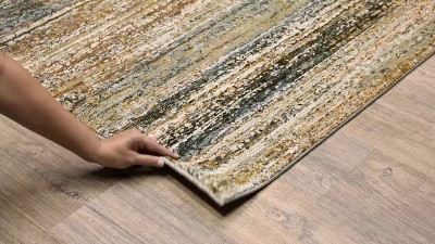 Gray and Gold Rectangular Synthetic Oriental Rug