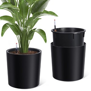 20" Tall Round Planter Set of 2, Extra Large Flower Pots for Outdoor, Indoor, Water Level Monitor & Wheels for Patio, Porch, Living Room, Home Office - 1 of 4