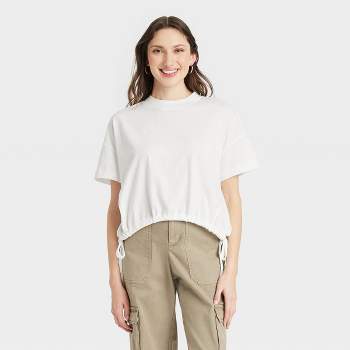 Cameland Women's Waffle Plain Mesh Long Sleeve Short Crew Neck Shirt Top  Womens Clothing Clearance Sale
