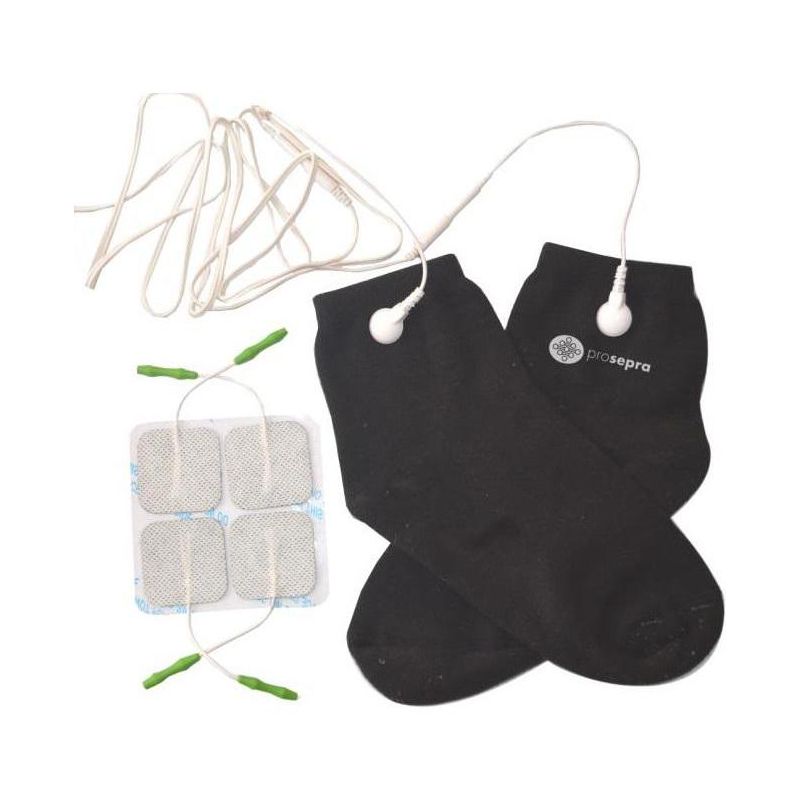 Prospera electronic pulse massager refill socks (one pair), cables, 4 refill pads, 2 of 7