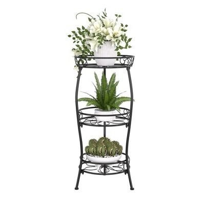 VECELO 3 Tier Plant Stand Indoor Outdoor Metal Potted Holder Rack Flower Pot Stand Black