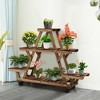 Costway Wooden Plant Stand w/Wheels Pots Holder Display Shelf 56.5'' x 11'' x 41'' - 4 of 4