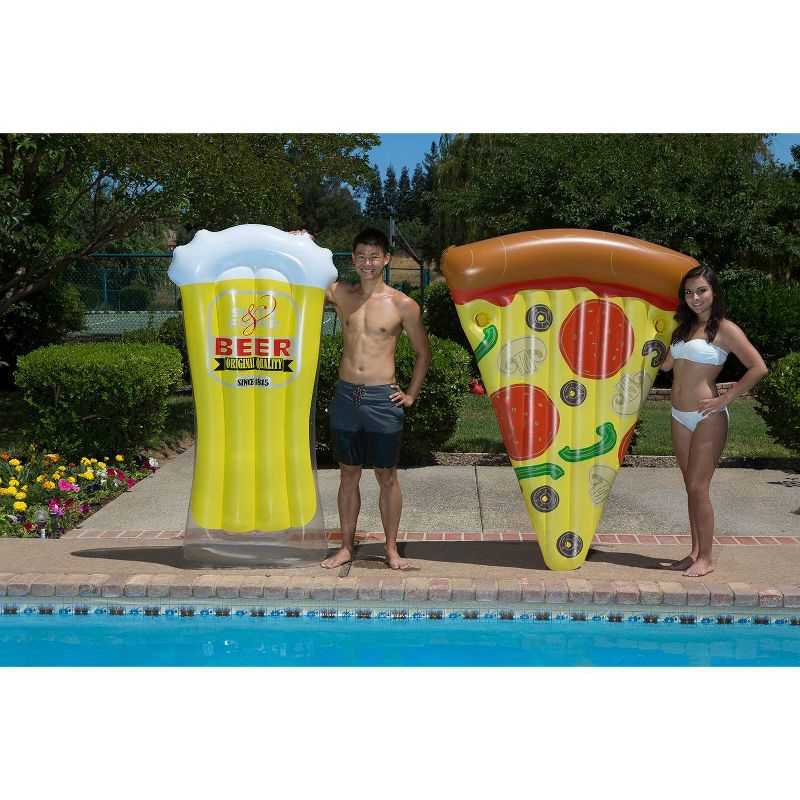 Poolmaster Inflatable Swimming Pool Mattress Floats with Slice O&#39; Pizza and Beer Mug Combo, 2 of 3